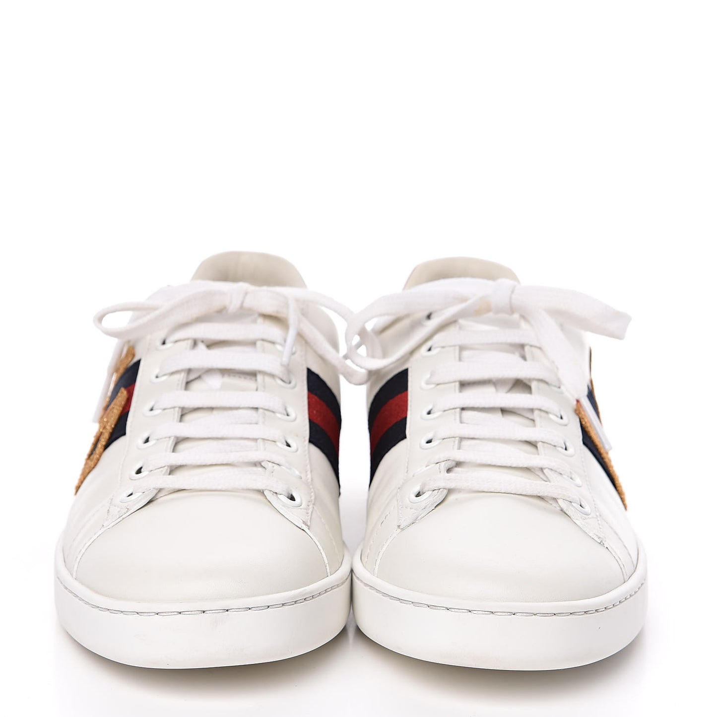 Calfskin Nappa Web LOVED Embroidered Womens Ace Sneakers 40 White Red Flame Notte