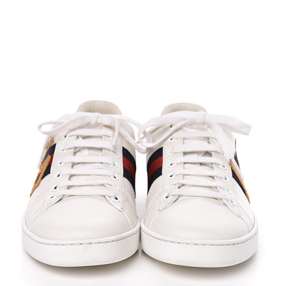 Gucci Calfskin Nappa Web LOVED Embroidered Womens Ace Sneakers 40 White Red Flame Notte 2 of 10