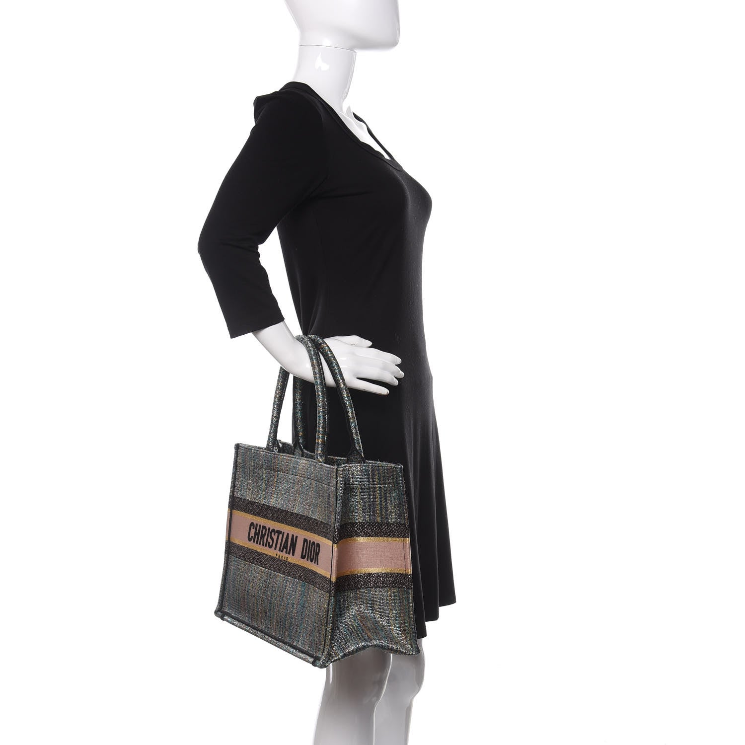 Christian Dior Metallic Toile Medium Middle East Rose Gold Book Tote 2 of 9