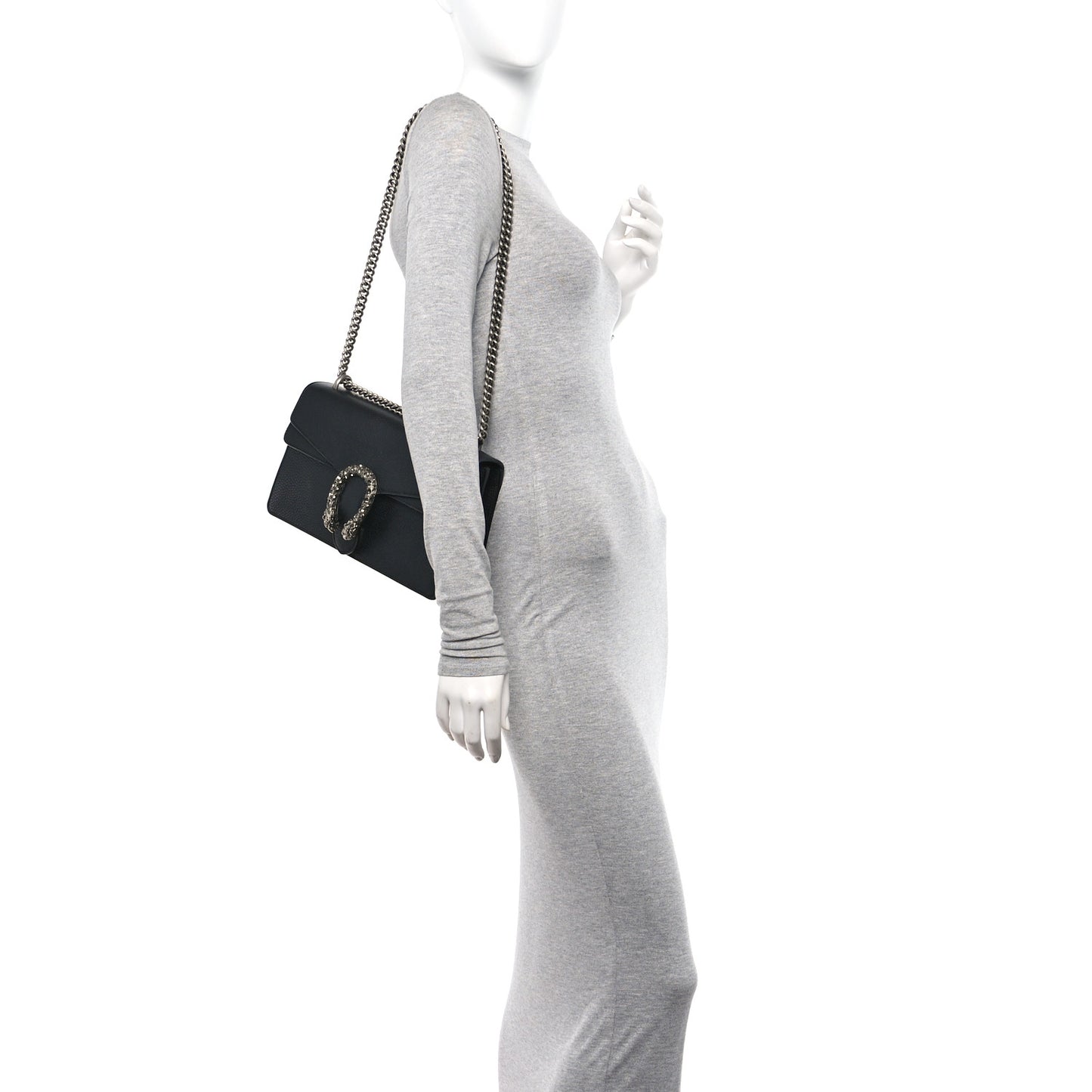 Pebbled Calfskin Small Dionysus Shoulder Bag Black