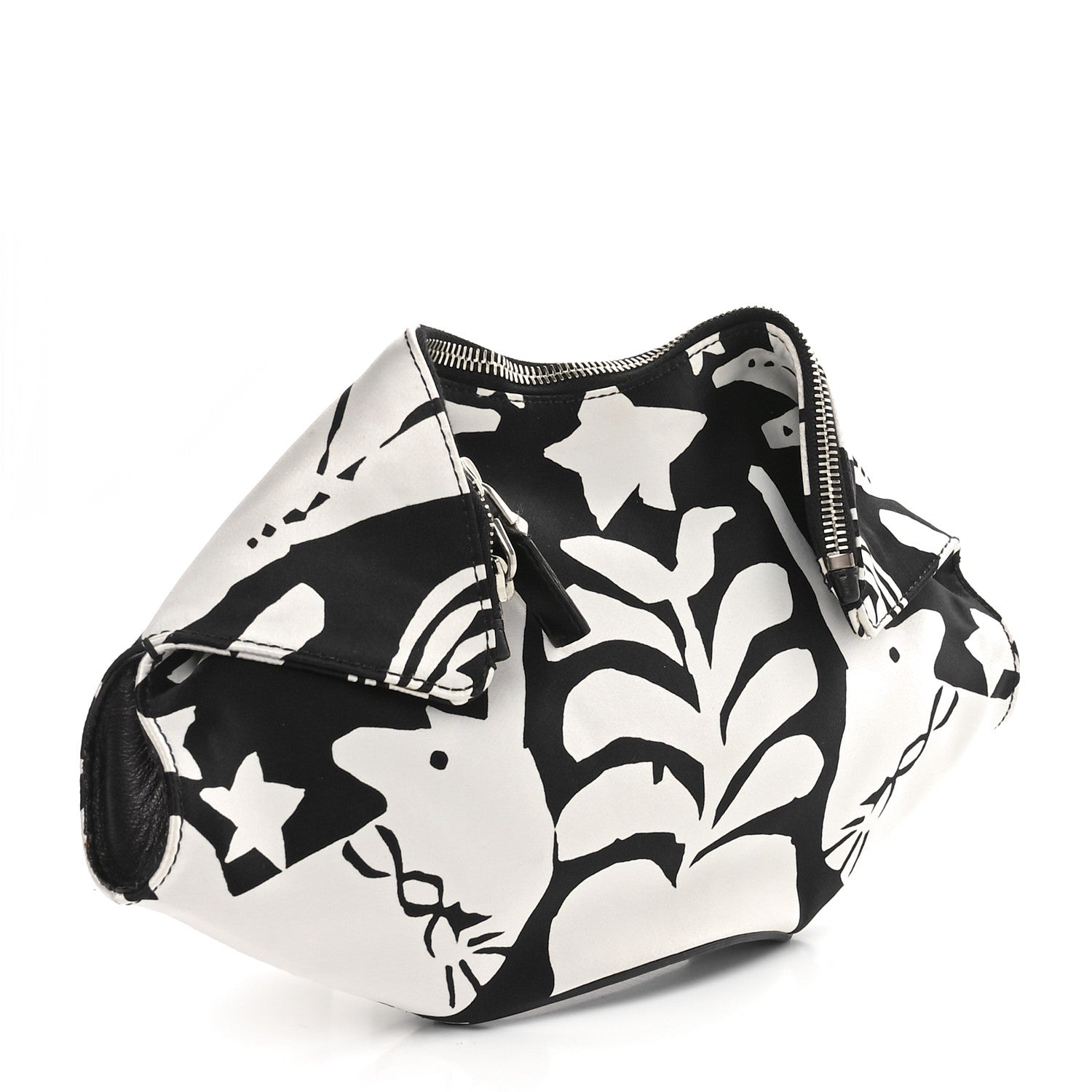 Alexander McQueen Silk De Manta Naive Pagan Print Clutch Black White 3 of 10