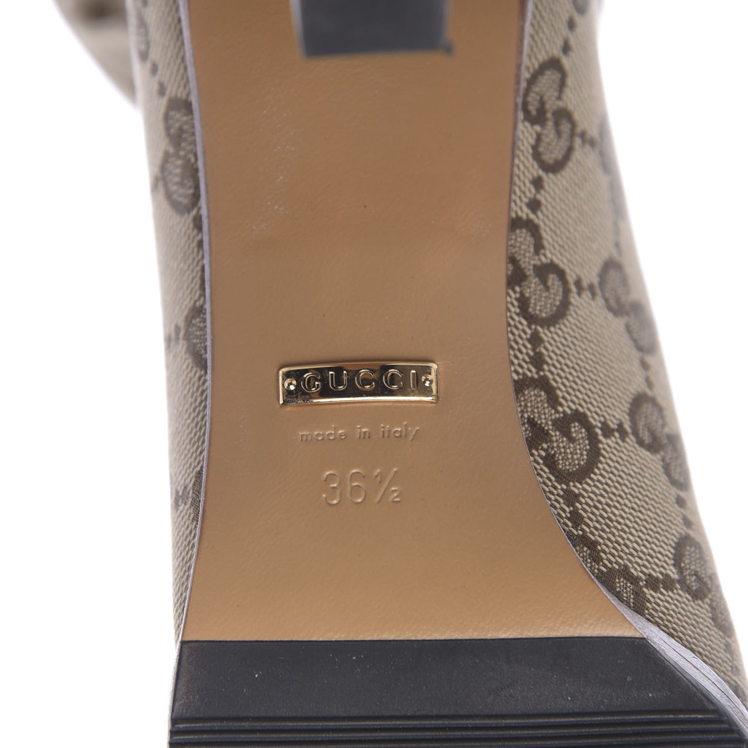 Gucci Monogram Malaga Kid Lisa Mid Heel Boots 36.5 Beige Ebony 6 of 7