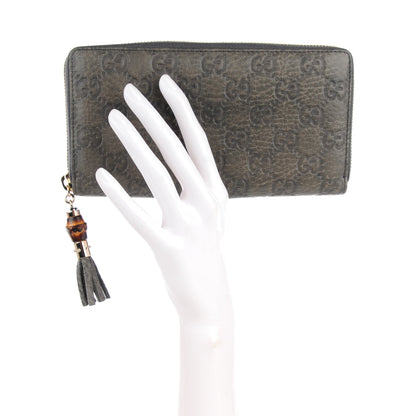 Gucci Guccissima Bamboo Tassel Zip Around Wallet Grey 2 of 7