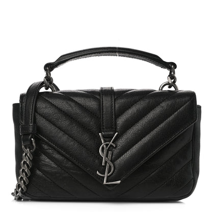 Saint Laurent Sheepskin Matelasse Chevron Monogram College Chain Wallet Black 1 of 9