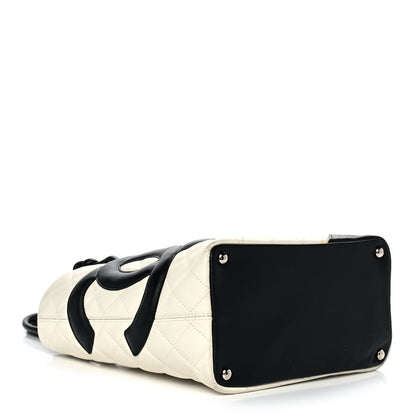 Chanel Calfskin Quilted Medium Cambon Tote White Black 3 of 9