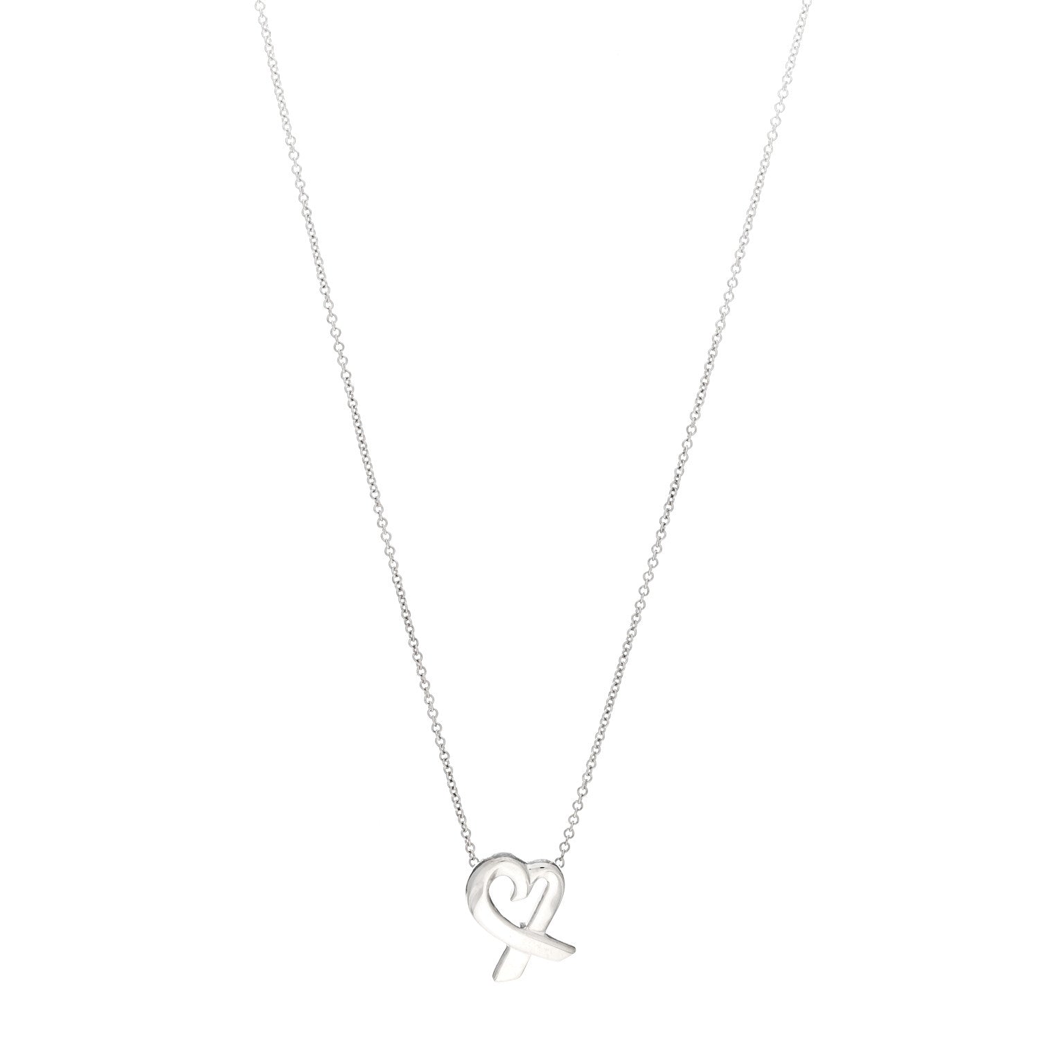 Tiffany Sterling Silver Small Paloma Picasso Loving Heart Pendant Necklace 1 of 5