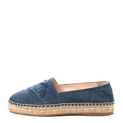 Prada Denim Logo Espadrilles 36.5 Blue 1 of 10