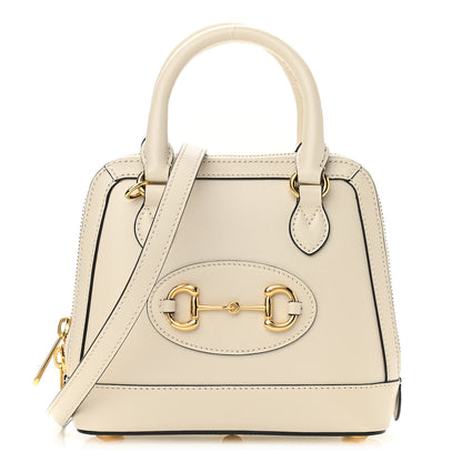 Gucci Boarded Plutone Calfskin Mini Horsebit 1955 Top Handle Bag Mystic White 1 of 10