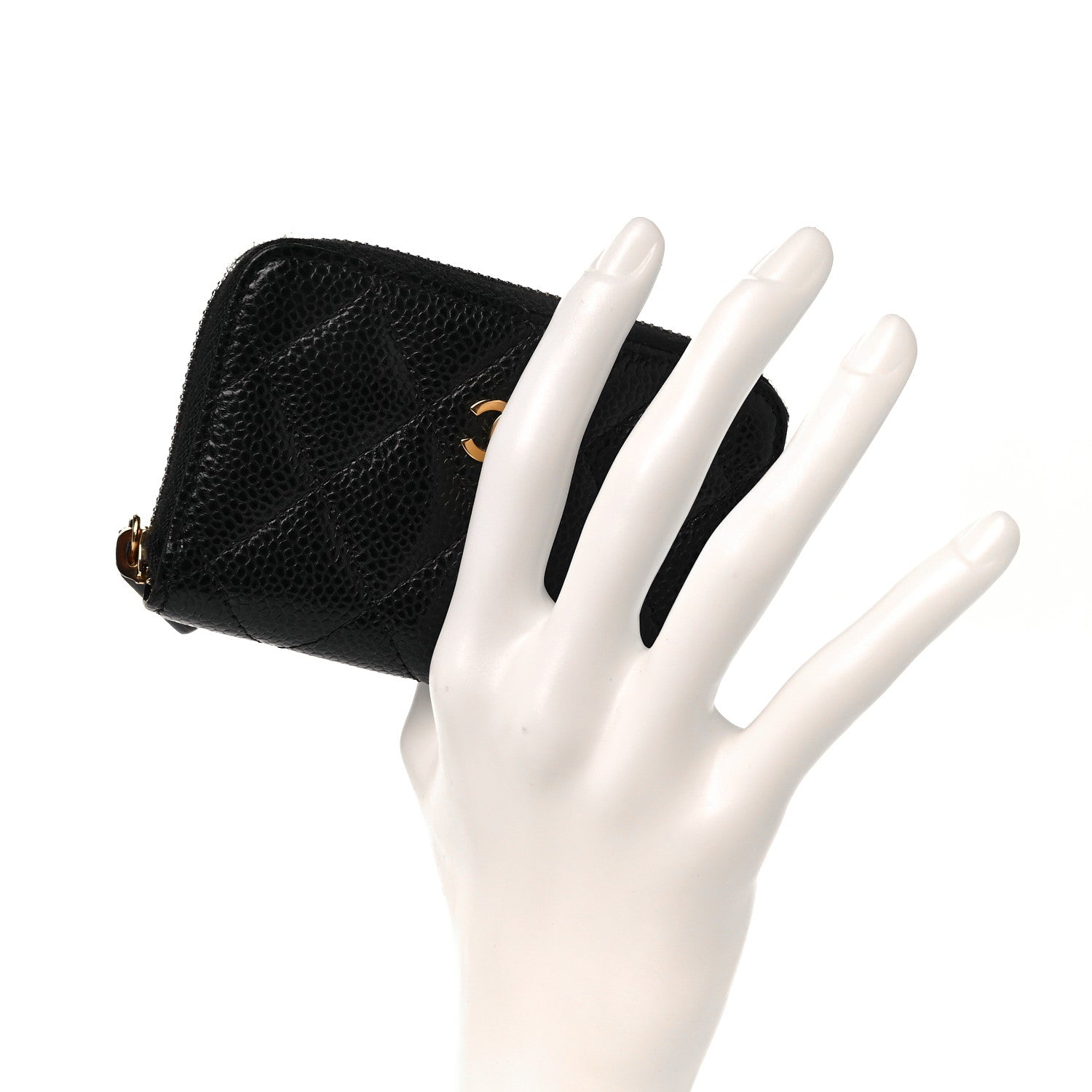 Chanel Caviar Quilted Zip Coin Purse Black 2 of 9