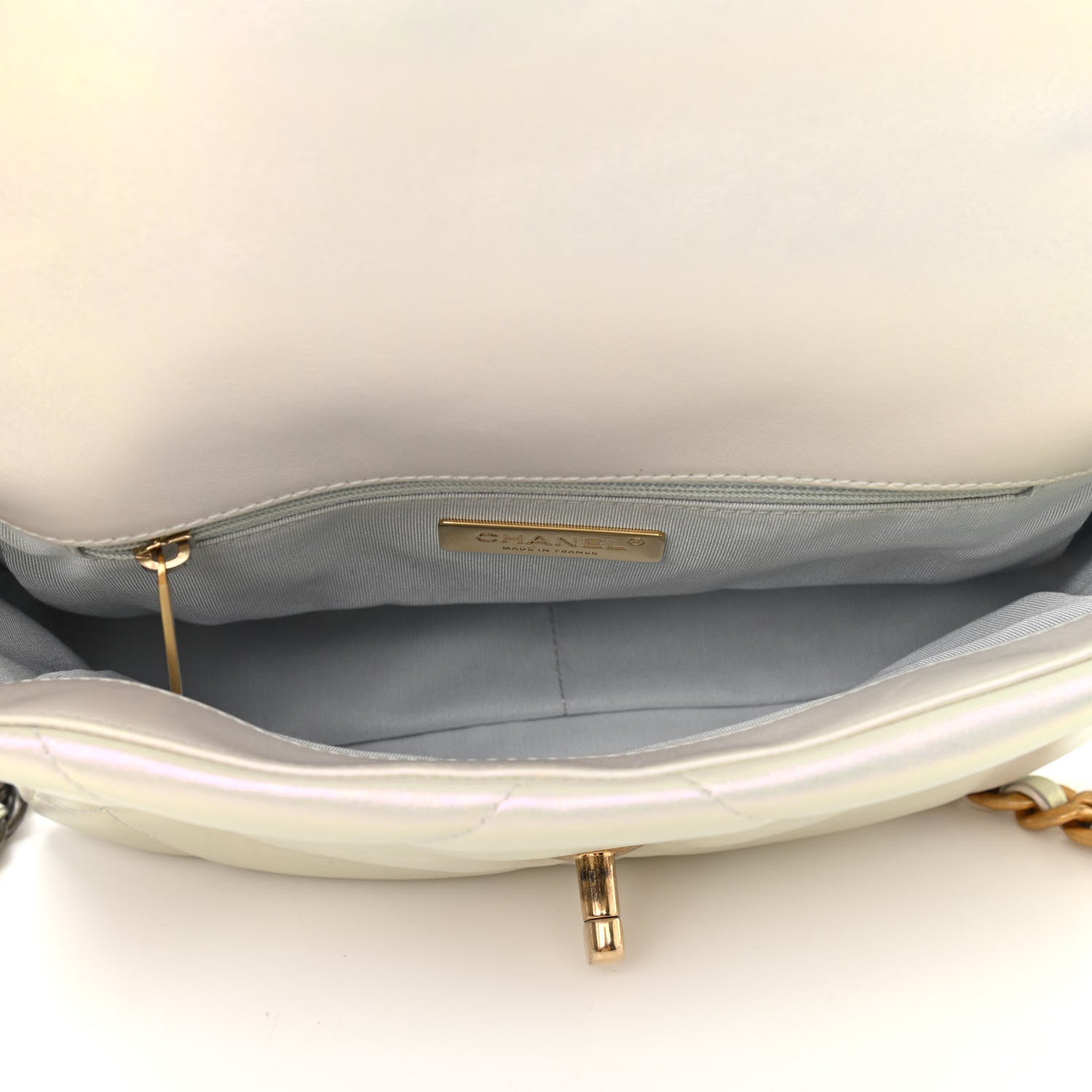 Chanel Iridescent Calfskin Quilted Medium Chanel 19 Flap White 5 of 11