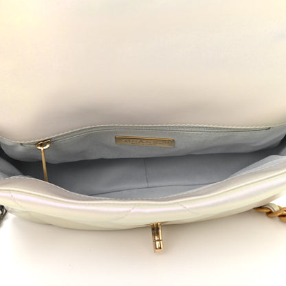 Chanel Iridescent Calfskin Quilted Medium Chanel 19 Flap White 5 of 11