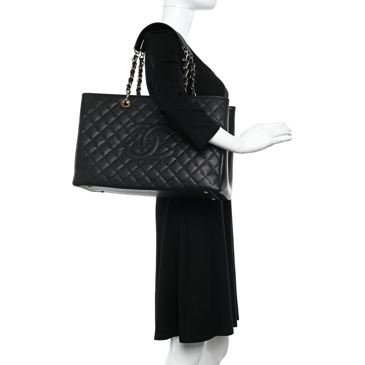 Caviar Quilted XL Grand Shopping Tote GST Black