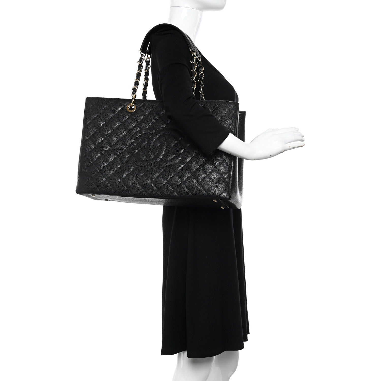 Chanel Caviar Quilted XL Grand Shopping Tote GST Black 2 of 11