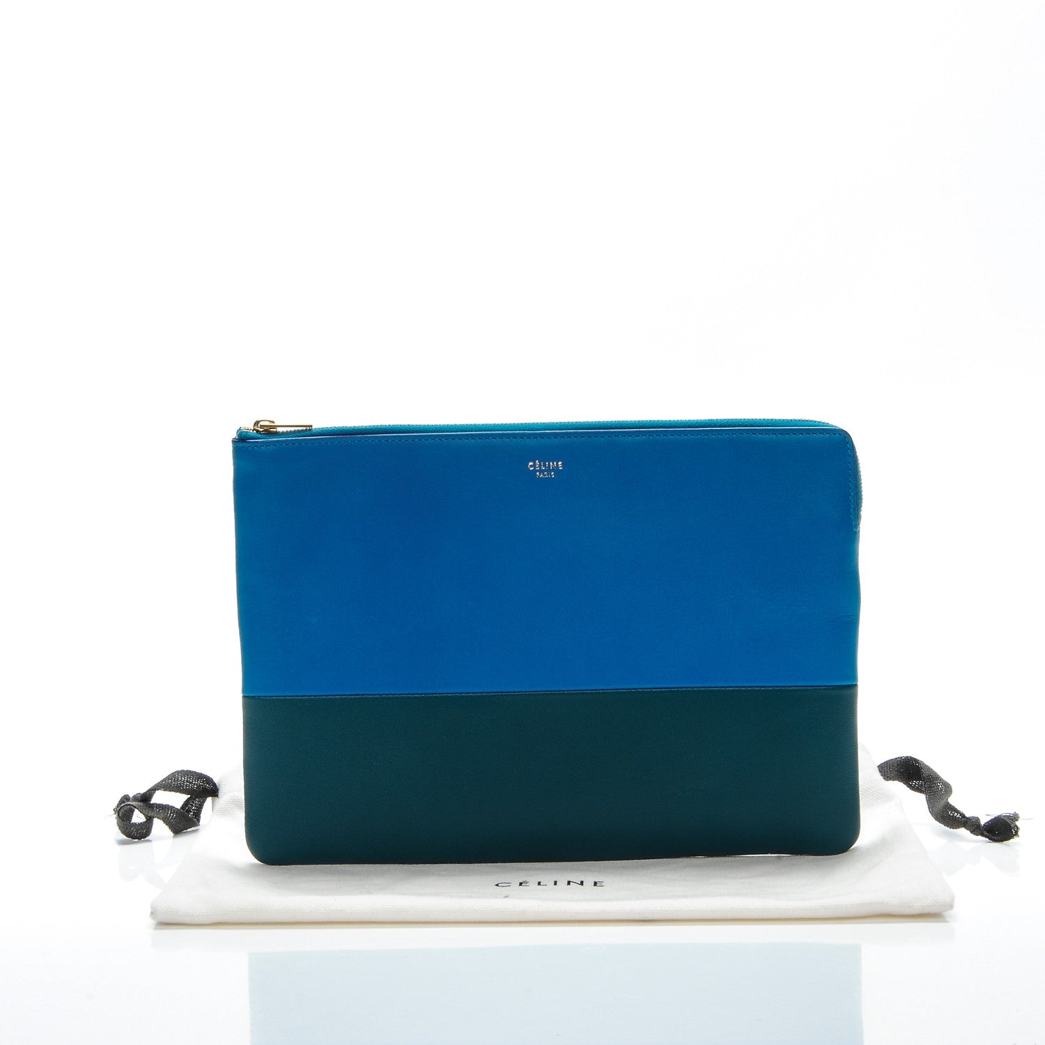 Celine Lambskin Bi-Color Solo Clutch Pouch Bright Blue Peacock 8 of 8