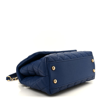 Chanel Caviar Elaphe Quilted Mini Coco Handle Flap Blue 4 of 11