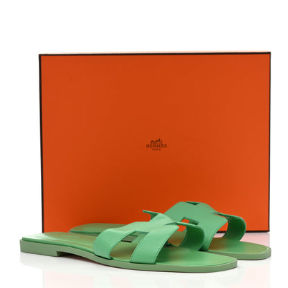 Hermes Epsom Oran Sandals 40 Vert Pomme 11 of 11