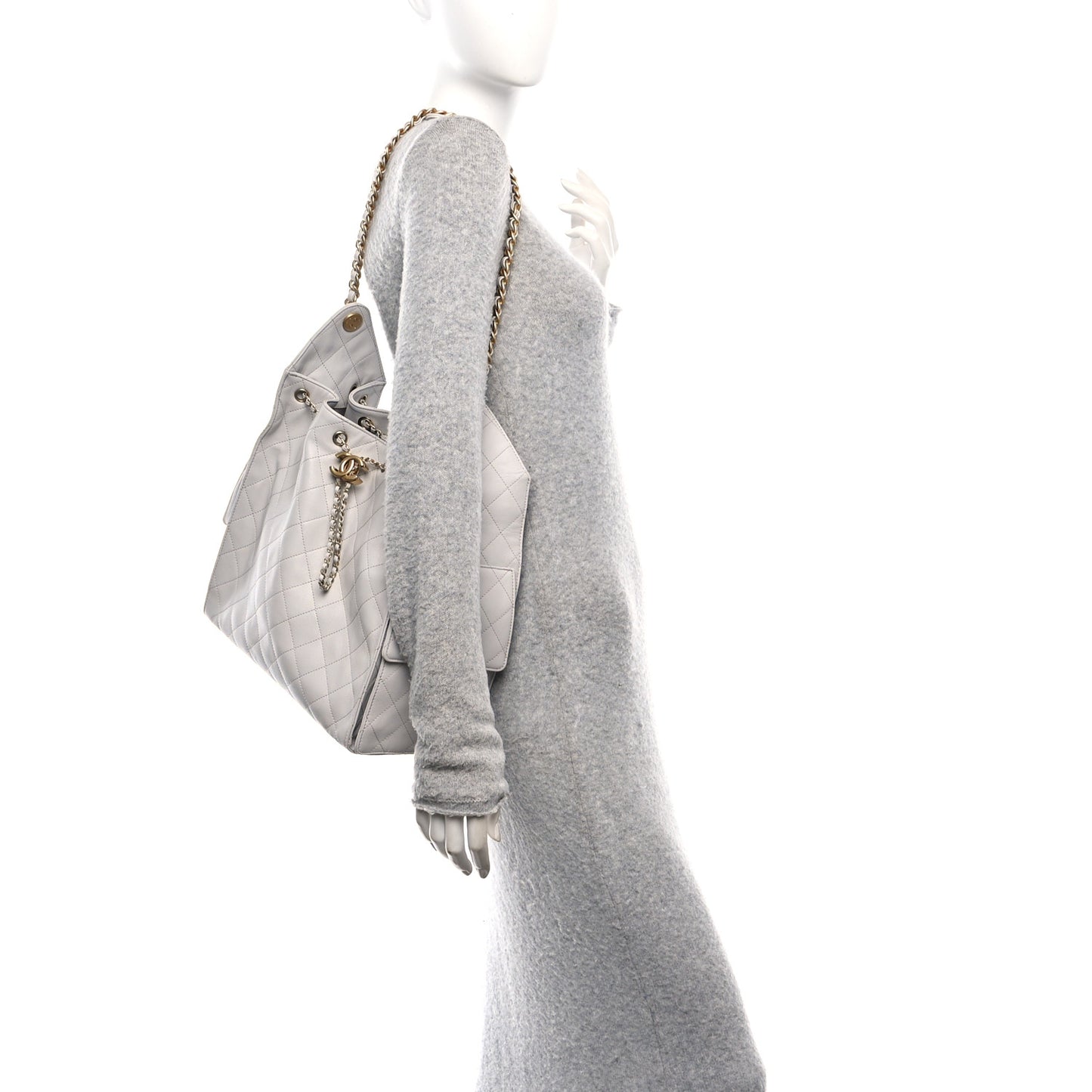 Caviar Quilted Medium Chanel 25 Handbag Light Gray