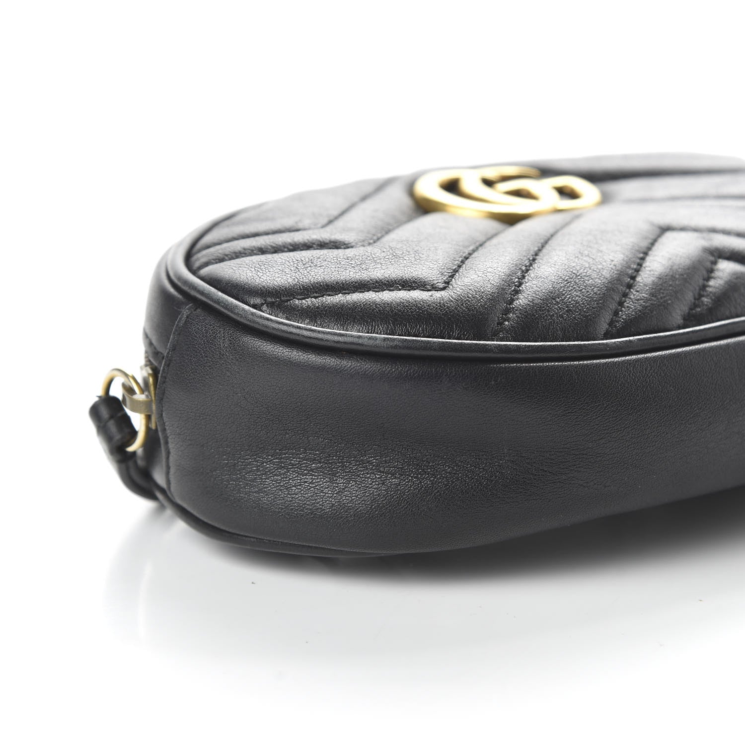 Gucci Calfskin Matelasse GG Marmont Belt Bag 85 34 Black 6 of 10