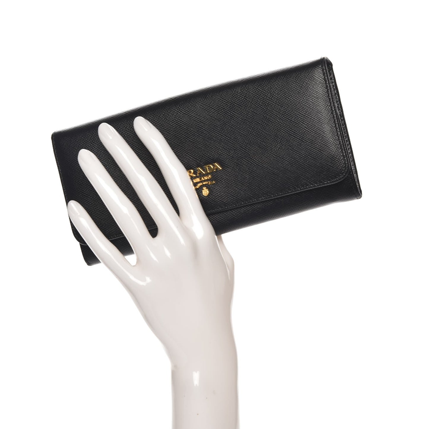 Saffiano Metal Continental Flap Wallet Nero Black