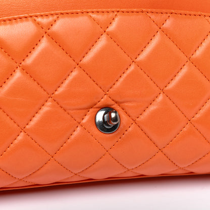 Chanel Lambskin Quilted Jumbo Grocery By Chanel Drawstring Shopping Bag Orange 15 of 24