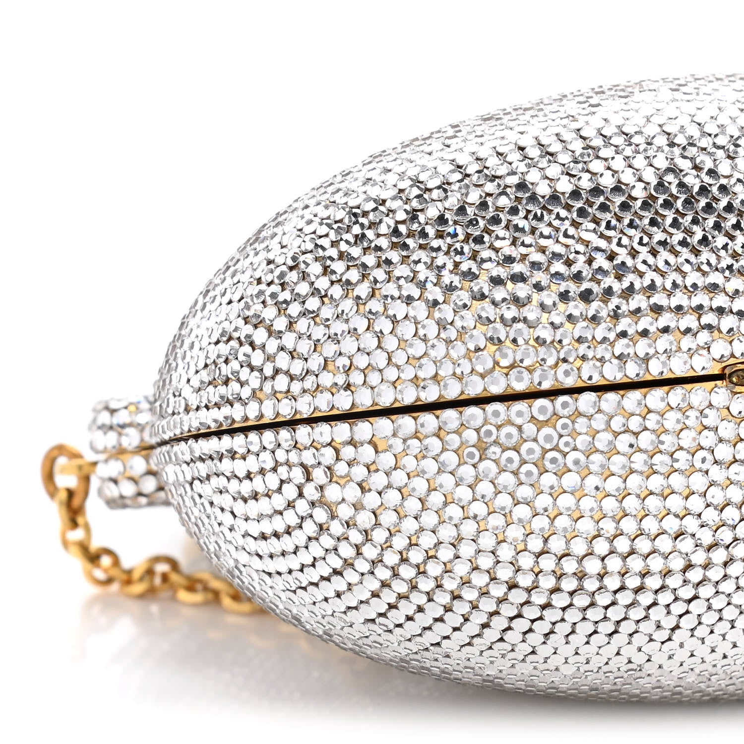 Judith Leiber Swarovski Crystal Chatelaine Minaudiere Clutch Silver Gold 8 of 13