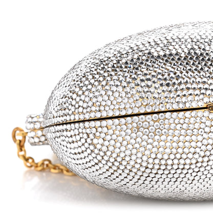 Judith Leiber Swarovski Crystal Chatelaine Minaudiere Clutch Silver Gold 8 of 13