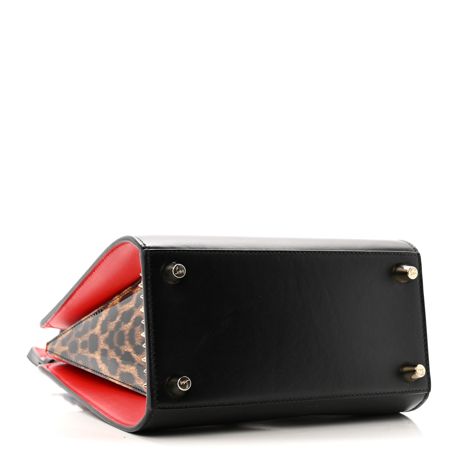 Christian Louboutin Calfskin Patent Leopard Studded Small Paloma Black 4 of 12