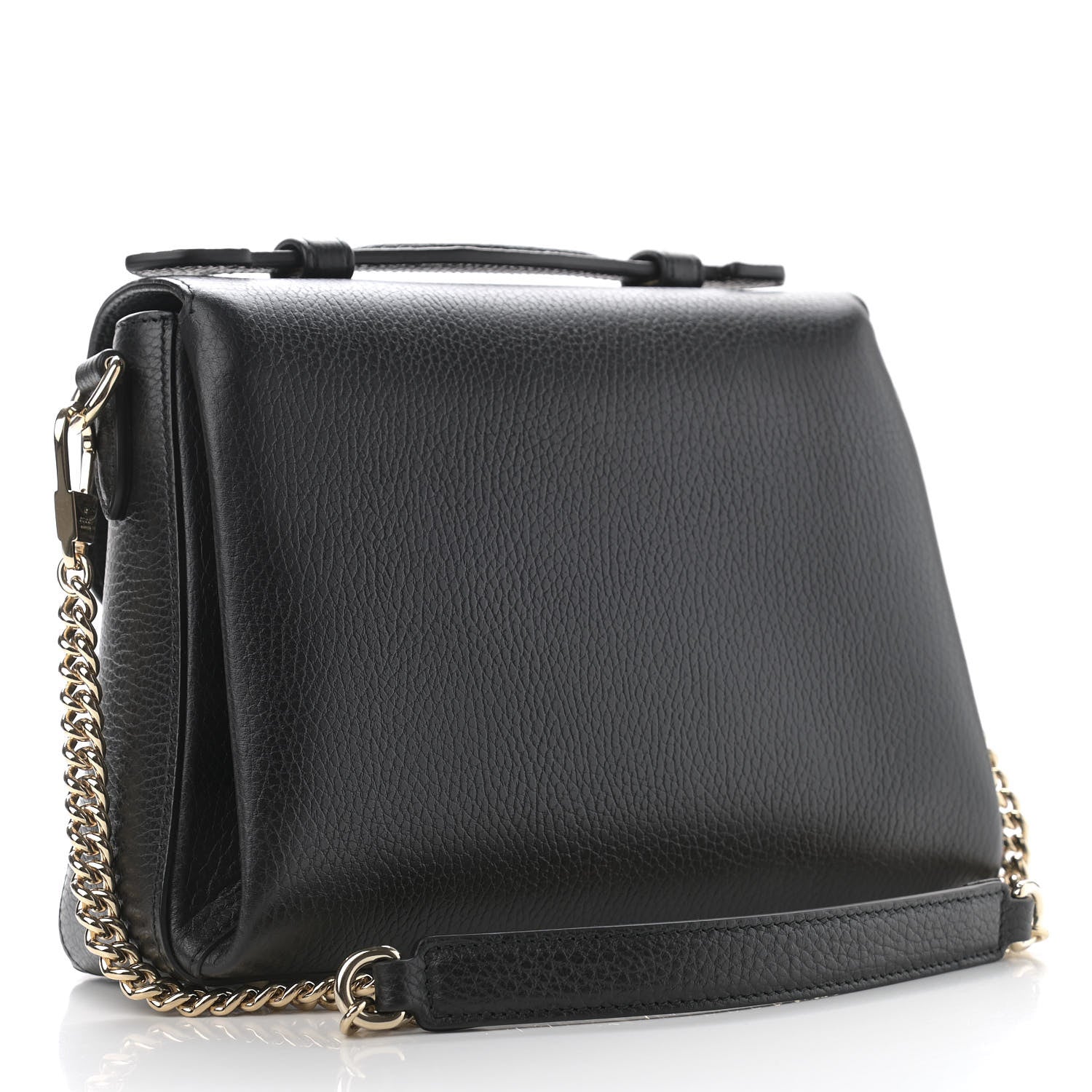 Gucci Dollar Calfskin Interlocking G Top Handle Shoulder Bag Black 3 of 10