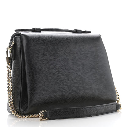 Gucci Dollar Calfskin Interlocking G Top Handle Shoulder Bag Black 3 of 10