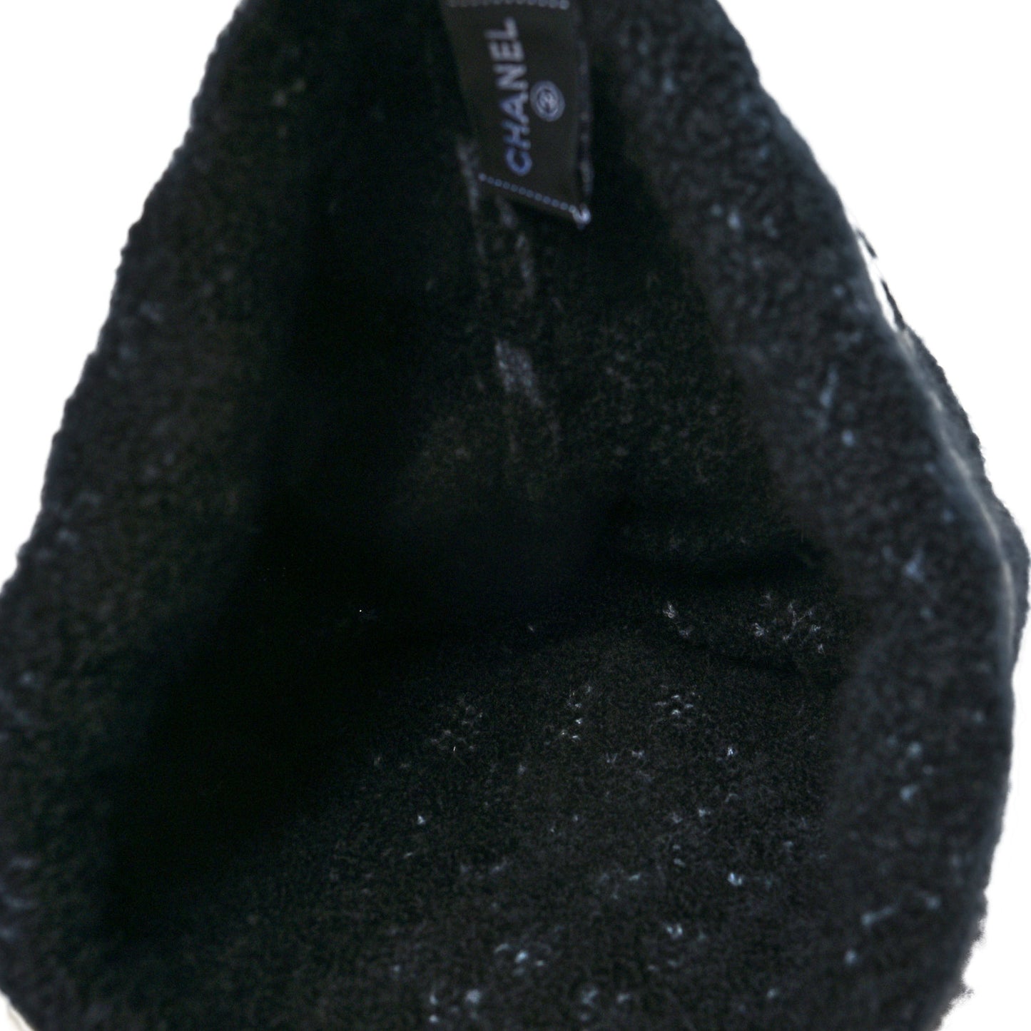 Cashmere Wool Silk CC Beanie Hat Black White