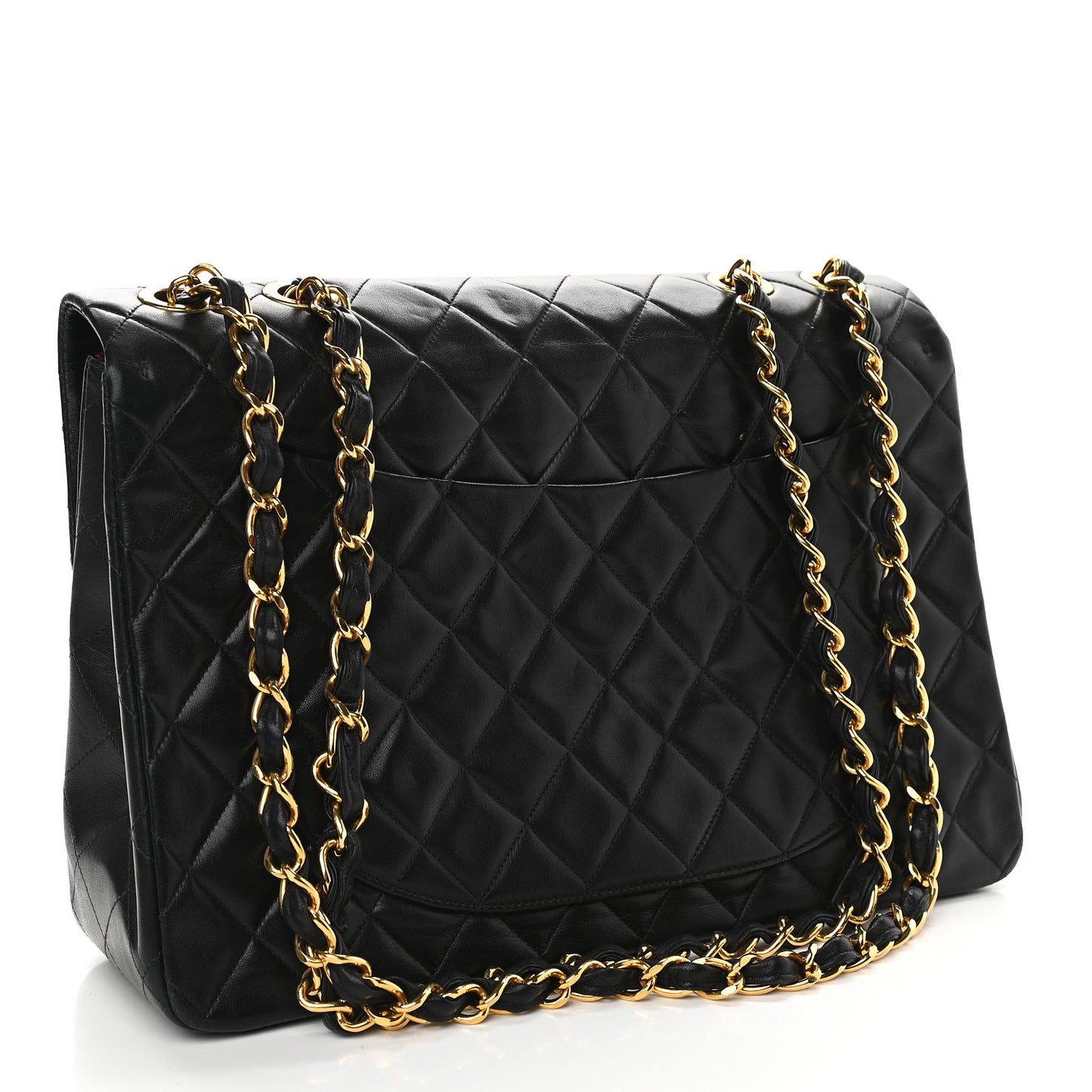 Lambskin Quilted XL Jumbo Single Flap Black