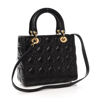 Christian Dior Lambskin Cannage Medium Lady Dior Black 3 of 13