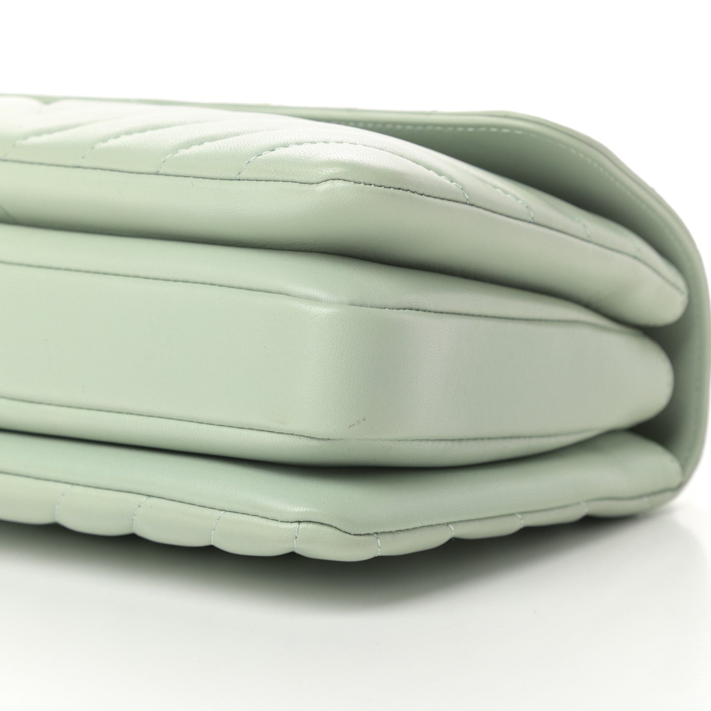 Lambskin Chevron Quilted Small Trendy CC Dual Handle Flap Bag Light Green