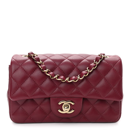 Chanel Lambskin Quilted Mini Rectangular Flap Burgundy 1 of 11