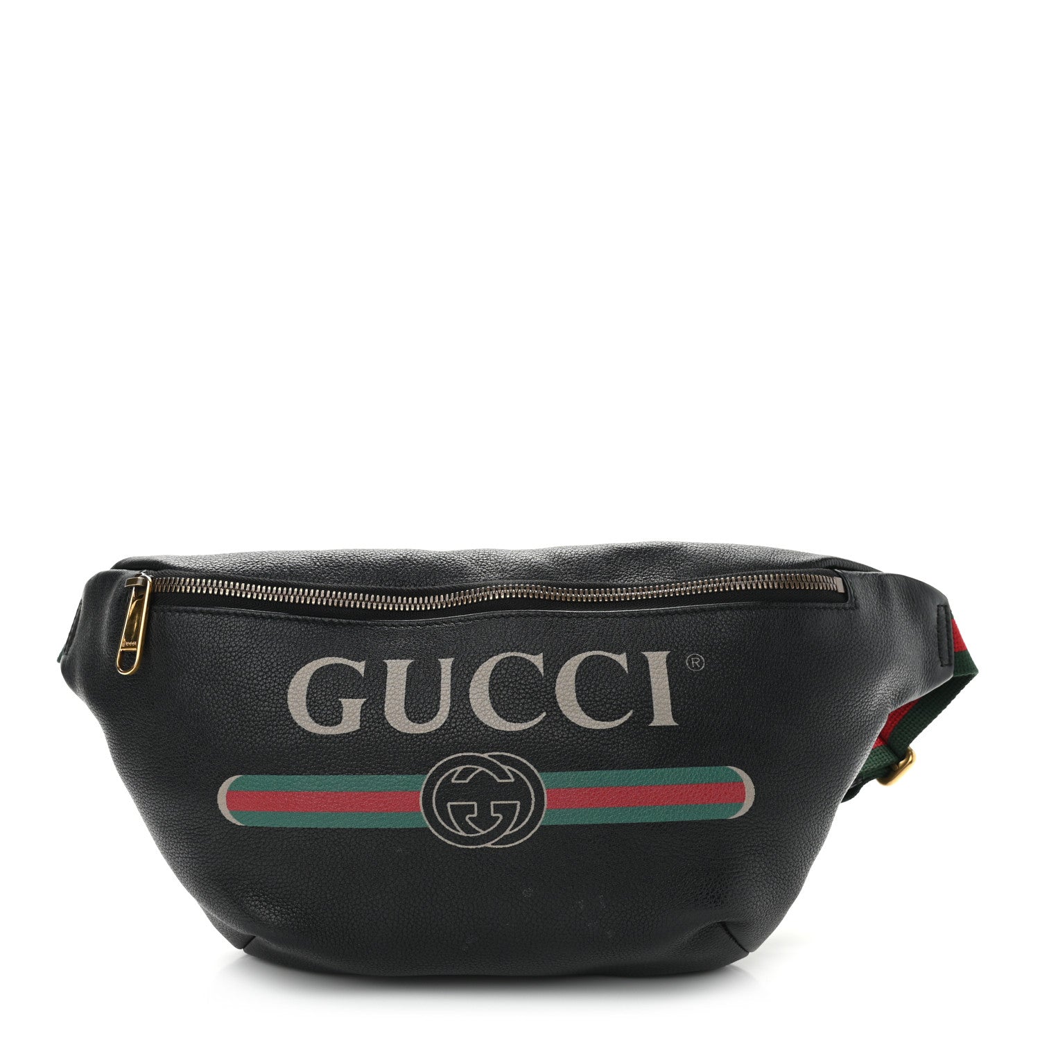 Gucci Grained Calfskin Logo Belt Bag Black 1 of 11