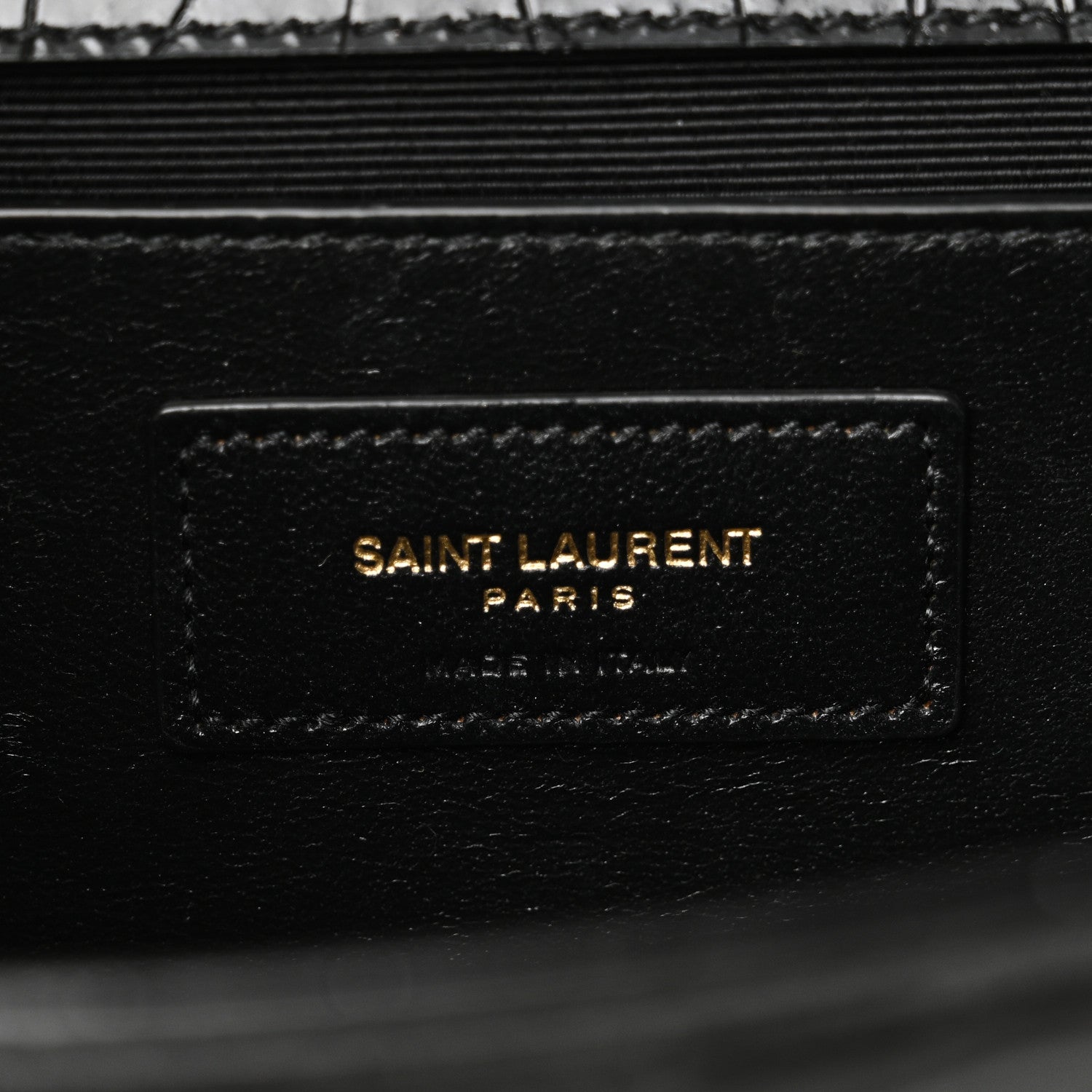 Saint Laurent Calfskin Crocodile Embossed Medium Classic Monogram Kate Tassel Satchel Black 6 of 9