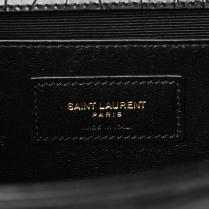 Saint Laurent Calfskin Crocodile Embossed Medium Classic Monogram Kate Tassel Satchel Black 6 of 9
