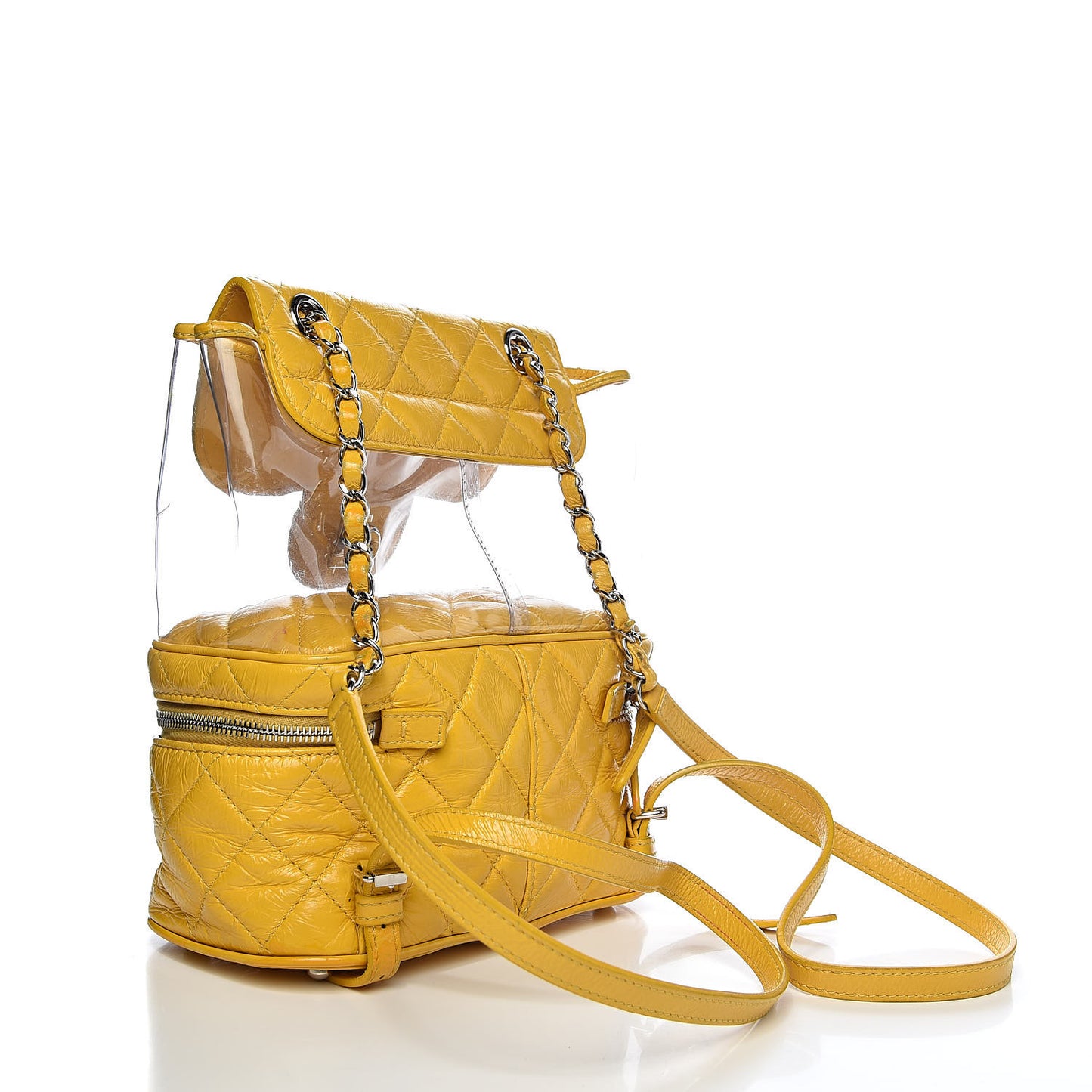 Crumpled Calfskin PVC Quilted Backpack Yellow