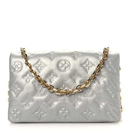 Louis Vuitton Metallic Lambskin Embossed Monogram Pochette Coussin Silver 1 of 8