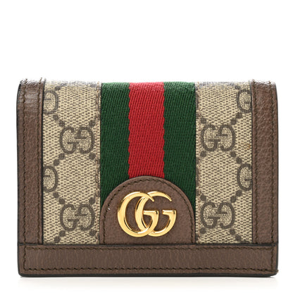 Gucci GG Supreme Monogram Web Ophidia Card Case Beige New Acero 1 of 9