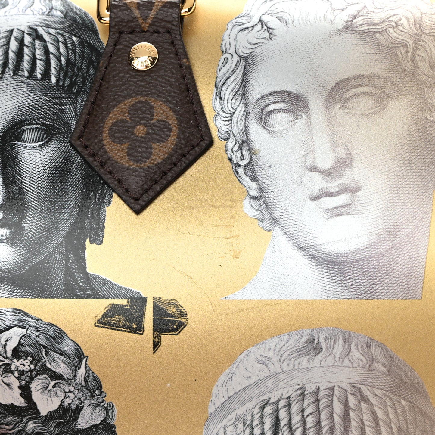X FORNASETTI Calfskin Fornasetti Speedy Bandouliere 25 Gold