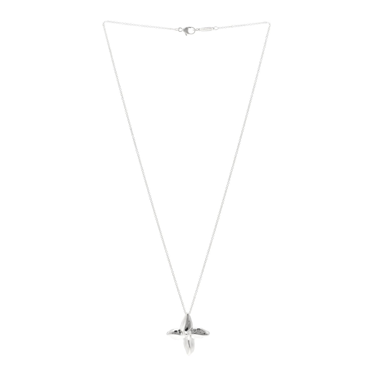 Tiffany Sterling Silver Flower Petal Pendant Necklace 3 of 4