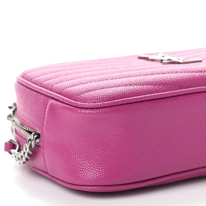 Saint Laurent Grain De Poudre Matelasse Monogram Mini Lou Camera Bag Bright Pink 7 of 8