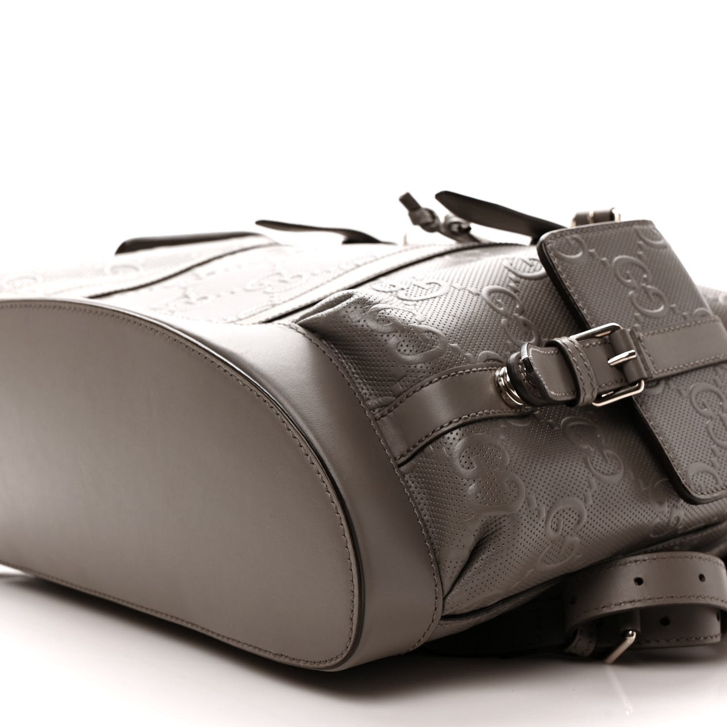 Calfskin GG Tennis Embossed Double Buckle Backpack Dusty Grey Black