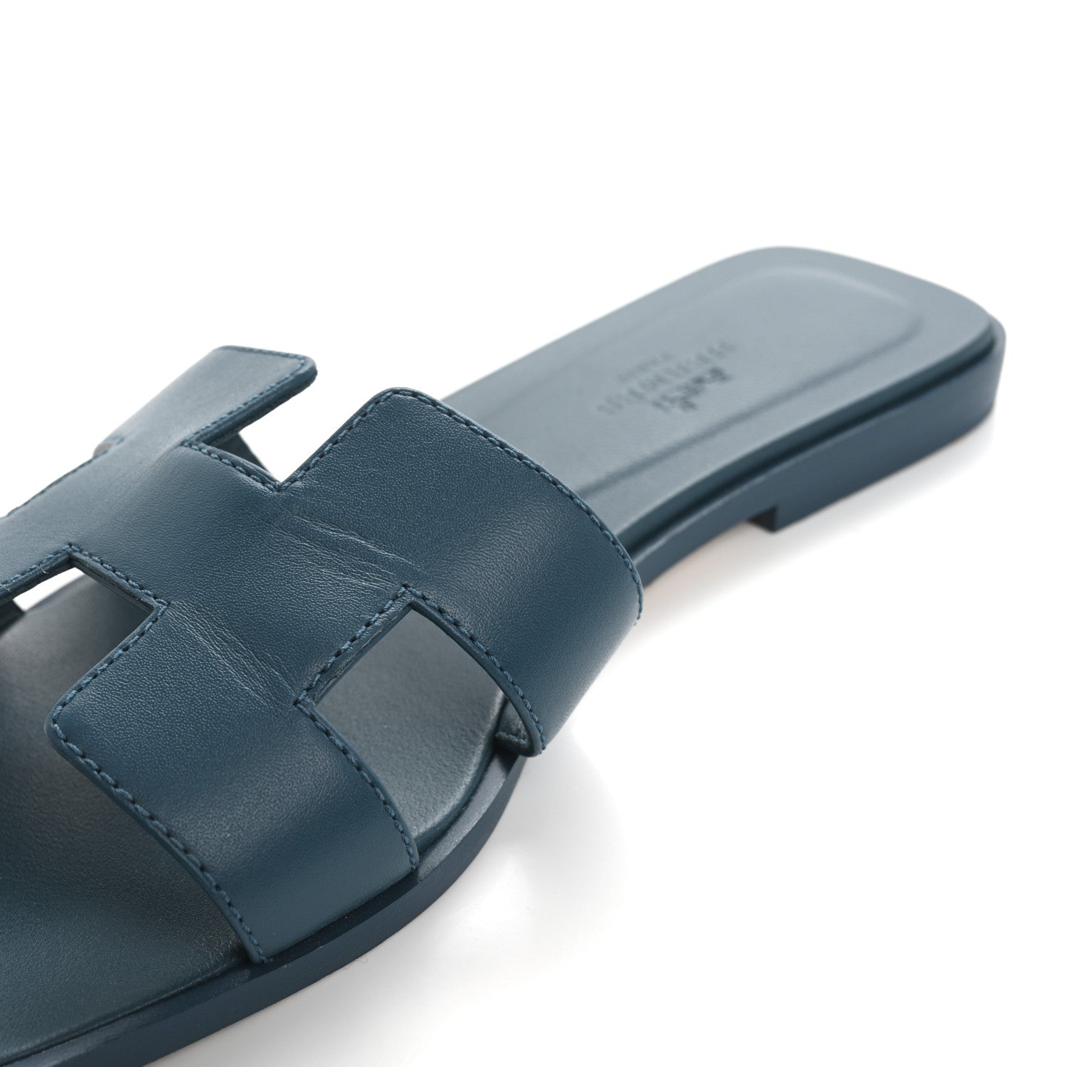 Hermes Calfskin Oran Sandals 37 Bleu Emeraude 11 of 12