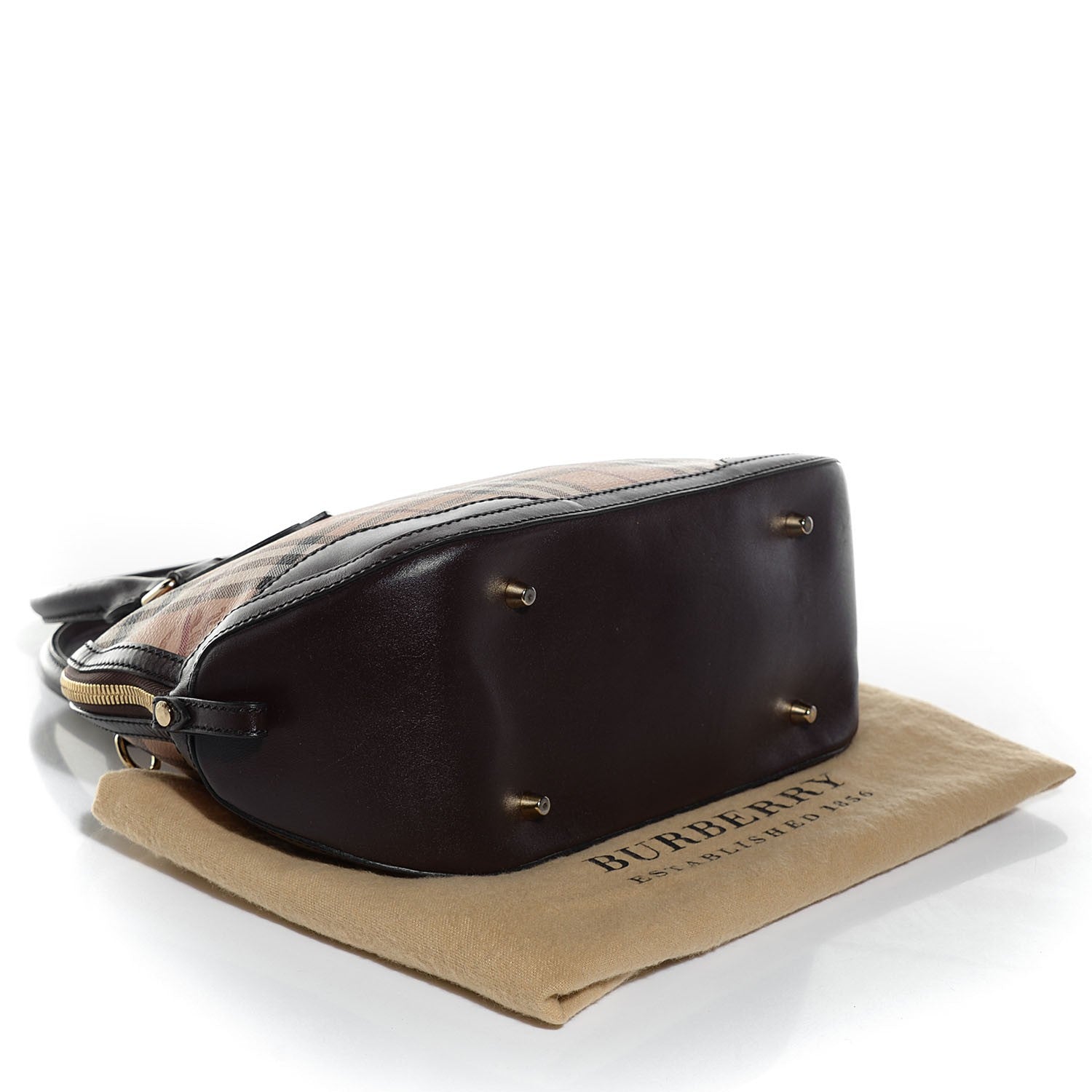 Burberry Haymarket Check Small Orchard Bowling Bag Chocolate 4 of 11