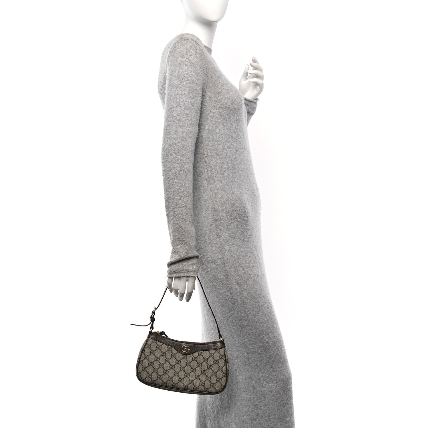 Gucci GG Supreme Monogram Textured Dollar Calfskin Small Ophidia Hobo Beige Ebony New Acero 2 of 11