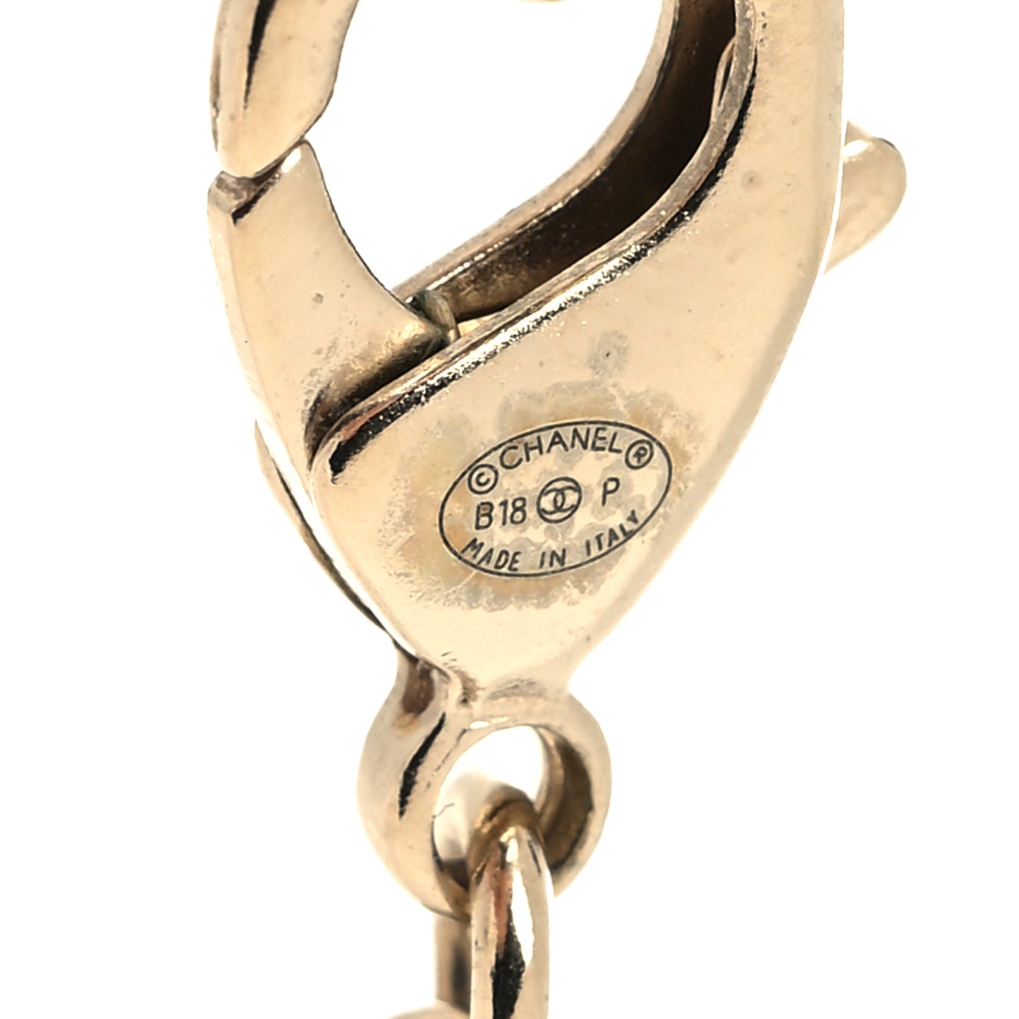 Calfskin Metal Padlock Necklace Gold Iridescent Blue