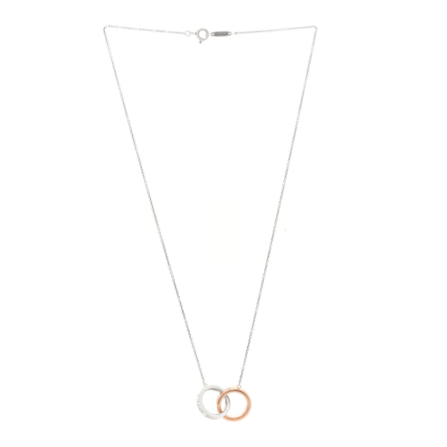 Tiffany Sterling Silver Rubedo 1837 Interlocking Circles Pendant Necklace 2 of 5