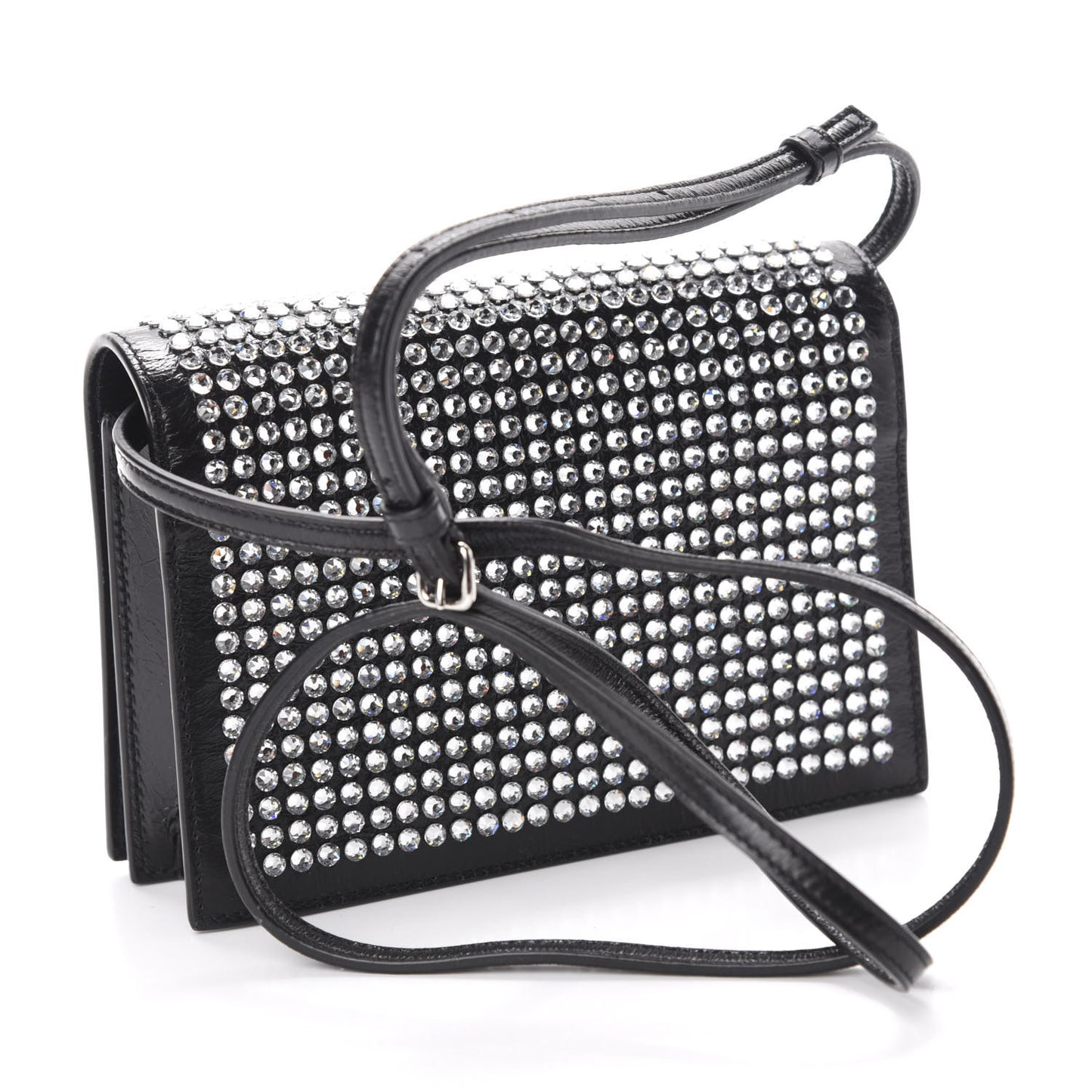 Textured Patent Crystal Toy Kate Crossbody Black